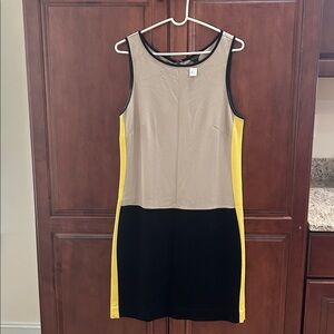 Colorblock Sleeveless Dress - Black, Yellow, and Cream